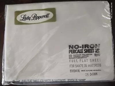 New Vintage Lady Pepperell No-Iron Percale Sheet Full Flat Sheet Off White • $19.98