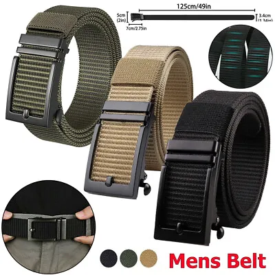Tactical Men Nylon Belt Automatic Buckle With Slide Ratchet Belts Waist For Men • $13.89