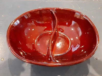 Vintage Marcrest Pottery Daisy Dot 10x8 Ovenproof Divided Stoneware Bowl Dish • $25