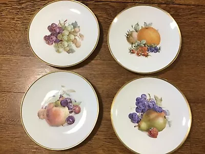 4 Vintage Baronet China Eschenbach 8  Plates W/Fruit Design & Gold Edge. Germany • $14.95