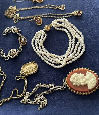 Vintage Mixed Jewelry Lot All Wearable A1 REAL PEARL BRACELET &GOLDFILL Locket • $48