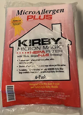 KIRBY Micron Magic MicroAllergen PLUS Vacuum Bags HEPA Filter 6 Pack F-Style • $12.95