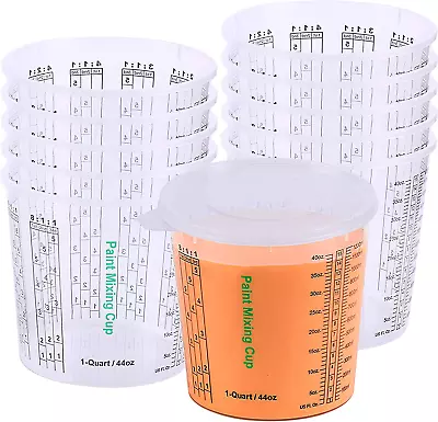 Paint Mixing Cups Pack Of 12 Cups With 3 Lids 44-Fl Oz Solvent Resistant Reu • $27.31