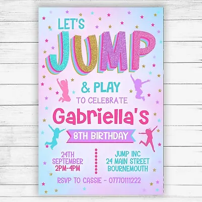 Jump Party Invitations - Pack Of 10 - Trampoline Birthday Bounce -With Envelopes • £5.79