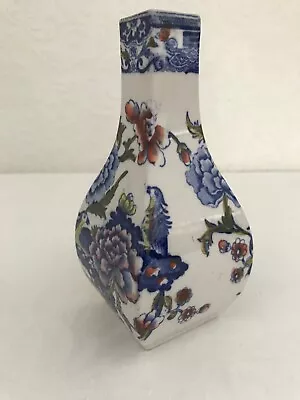 Antique MASON'S Ironstone Vase Exotic Birds  Floral Pattern Square Base C1890 • £3.99