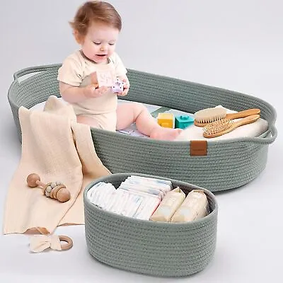 Baby Diaper Changing Basket For Baby Dresser Moses Basket For Babies Cotton Ro • $180