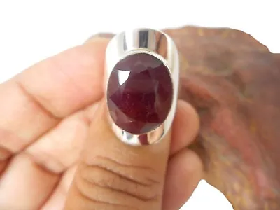 Oval  RUBY   Sterling  Silver  925  Gemstone   RING  -  Size: M • £47.99