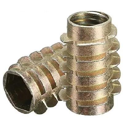 Threaded Wood Inserts M4 M6 M8 Hex Screw Drive Fixing Nuts Type E (all Sizes) • £3