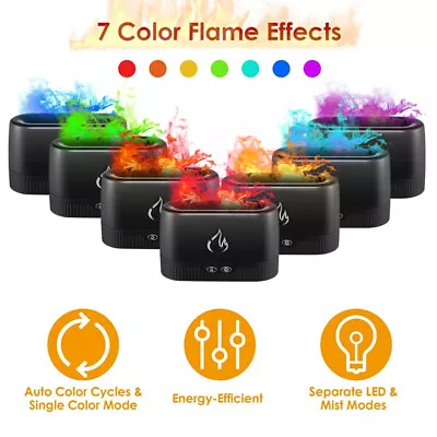 3D Flame Air Humidifier Essential Oil Ultrasonic Aroma Diffuser Home Office Mist • $17.37