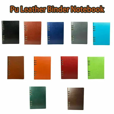 £15.99 • Buy A5 Classic Refillable Notebook Loose Pocket Leather 6 Holes Ring Binder 11 Color