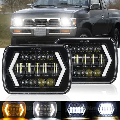 $59.99 • Buy Pair 5x7 7x6 Inch LED Headlight Hi/Lo Beam Halo DRL For Nissan Pickup Hardbody