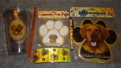 Golden Retriever Dog Tumbler Mousepad Notepad Bookmark Pen 5 Pc Gift Set • $31.44