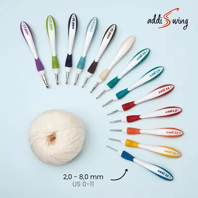 Addi Swing Crochet Needle Set All Sizes 2-8mm 140-7 • £120.50