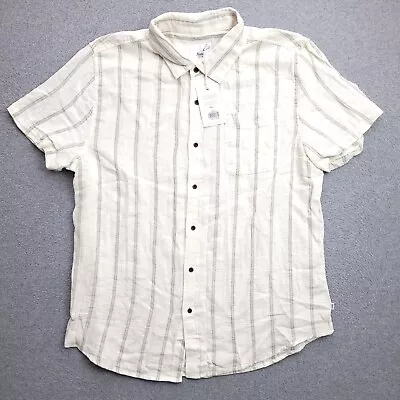 Katin Linen Blend Button Up Shirt XL White Stripe S/S Sz NEW Mens • $34.98