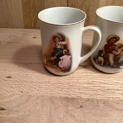 Norman Rockwell Museum Vintage 1981 Coffee Mug Cups Set Of 4 • $6