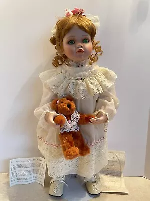 1994 HAMILTON COLLECTION Porcelain AMELIA 19  Doll By VIRGINIA TURNER Teddy Bear • $60