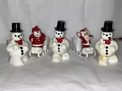 LOT-5 Vintage Plastic Snowmen & Santa On Sleigh Candy Containers • $16