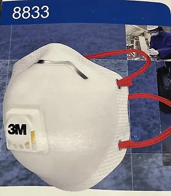 3M™ Disposable Respirator FFP3 Valved 8833 Box Of 10 Masks • £11.95