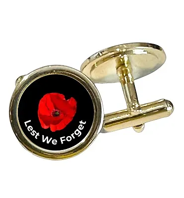 £9.99 • Buy Lest We Forget Poppy Gold Plated Cufflinks In Gift Bag