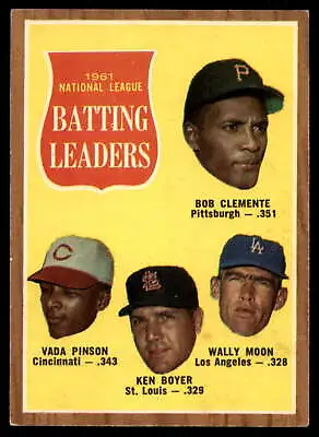 1962 Topps #52 Clemente/Pinson/Boyer/Moon Excellent+ N.L. Batting Lea ID: 149319 • $12