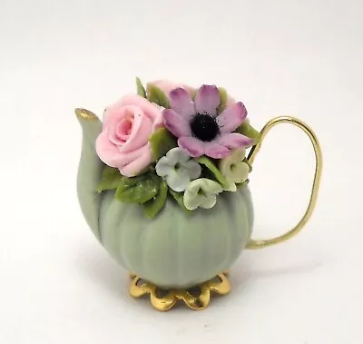 Dollhouse Miniature 12TH Scale - Romantic Pale Green Teapot By Lory • $59