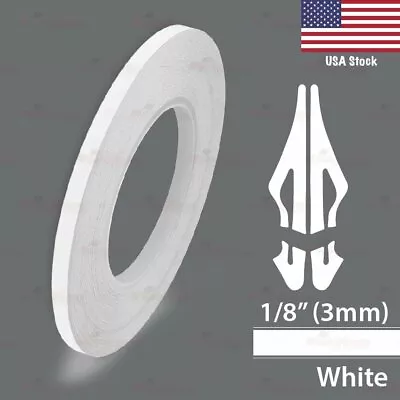 WHITE 3mm 1/8  Roll Pin Stripe PinStriping Solid Line Tape Vinyl Car MC STICKER • $8.21