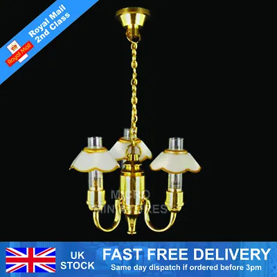 £14.05 • Buy Dolls House 3 Up Arm Gold And White Chandelier 1/12 Scale (01509)