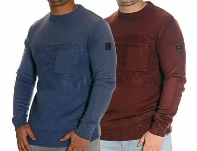 Mens Topman Styling Crew Neck Chest Pocket Winter Christmas Sweater Jumper • £8.85