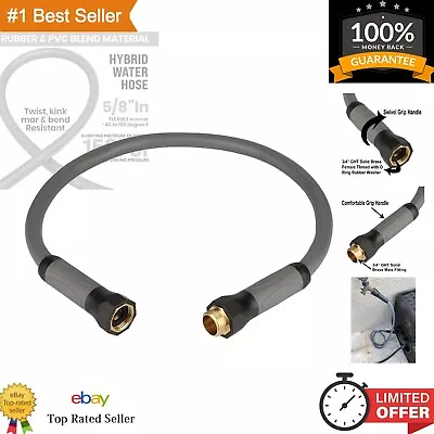 Flexible Heavy Duty Garden Hose - 5/8  X 6ft 150 PSI Swivel Grip Handle Gray • $22.11