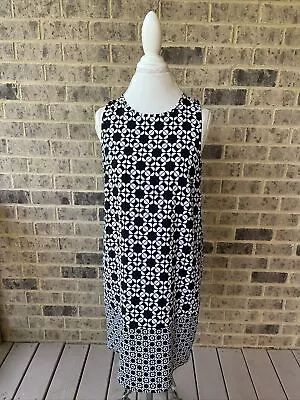 Mud Pie Women's Size L B/W Sleeveless Pull On Lined Dress • $9.50