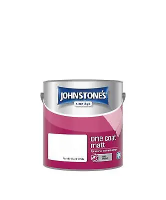 Johnstone's Emulsion Paint One Coat Matt - Pure Brilliant White 2.5L - Free P&P • £15.85