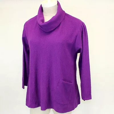 Margaret Winters Crunchy Cotton Long Cowl Neck Sweater Blouse Purple 1X • $79.99