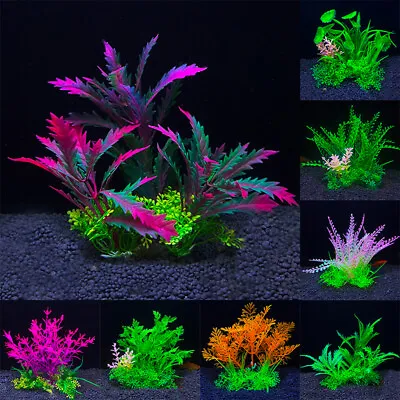 Multiple Colors Of Artificial Plastic Water Grass Plants Fish Tank Aquarium Deco • £2.99