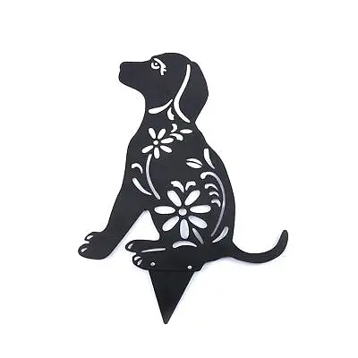 Black Floral Dog Ornament Garden Decor Statue Weather Resistant Metal Border  • £6.99
