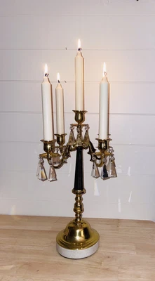 $20 • Buy Vtg 16” Candelabra 4 Arm Crystal Prisms 5 Candle