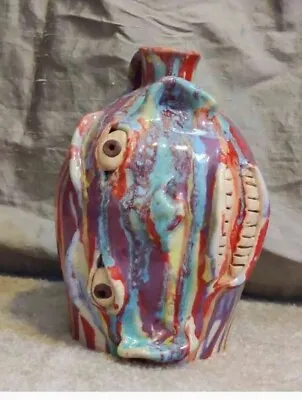 RARE 2008 Multicolored Sideways Face Jug By Marvin Bailey - Excellent Condition  • $375