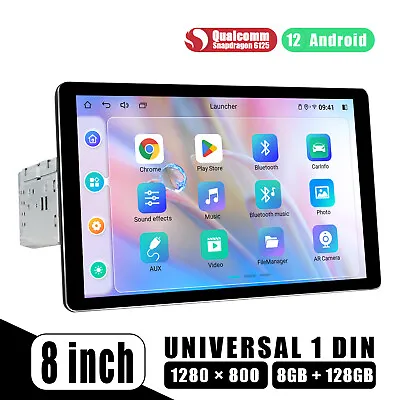 JOYING Single 1DIN 8 Inch Android 12 Touch Screen Qualcomm Car Stereo 8+128GB FM • £361.85