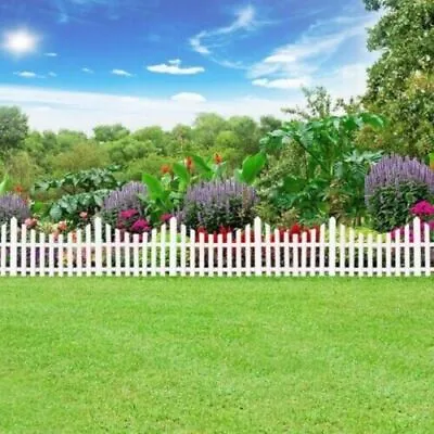Garden Edging Picket Fence 16 White Panels Flower Bed Border Outdoor Decor Wall • £20.99