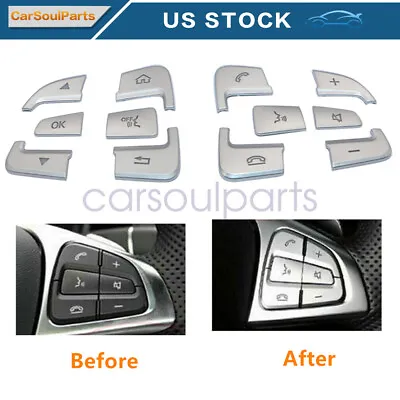 Steering Wheel Button Silver Trim New Fit Mercedes Benz A B C Class GLC CLA CLS • $12.29