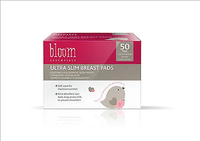 Bloom 50pcs Breast Pads Ultra Slim Maternity Disposable Nursing Breastfeeding • £5.99