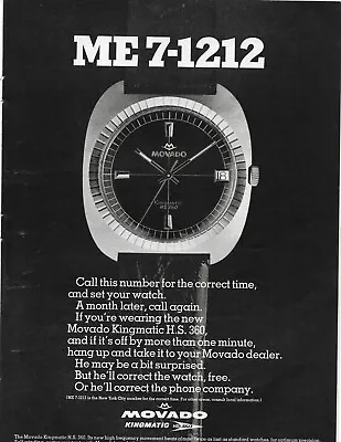 1968 Movado Kingmatic HS360 Wrist Watch Vintage Original Print Ad • $12.99