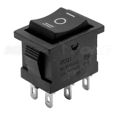 (1PC) DPDT Mini Rocker Switch On-Off-On Black Button KCD1 6A/250VAC - USA SELLER • $3.39