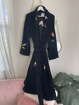 Michael Simon Lite Embroidered Velvet Christmas Womens M Robe W/ Tie • $50