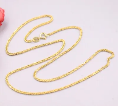 Real 18K Yellow Gold Chain For Women Man 1.2mm Wheat Luck Necklace 16.5inchL • $392.44