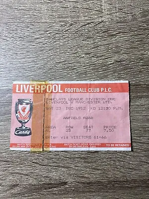 £12.99 • Buy Liverpool V Manchester United Division One 23/12/89 1989-90 Error Ticket Stub