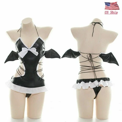 $9.99 • Buy US Womens Leather Bikini Sets Sexy-Lingerie Gift Cosplay Costume Tongs Sleepwear