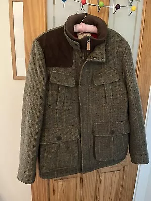 £105 • Buy Joules Mens Hamilton Tweed Field Coat Shooting Jacket 100% Wool XL Toad Green