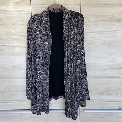 Vikki Vi Plus Size 3X Black Gold Slinky Long Open Cardigan Jacket EUC #w48 • $49