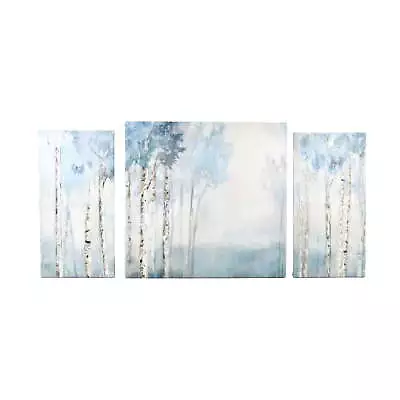 Blue Birch Tree 44.5  X 22.5  Canvas Wall Art 3-Piece Large Abstract Wall Décor • $31.83