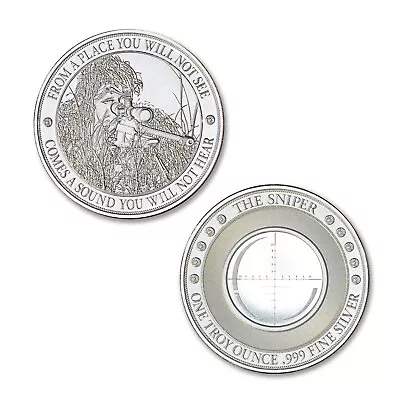THE SNIPER - 1 Oz .999 Fine Silver Round Gift Coin - Hunting - Intaglio Mint  • $41.89